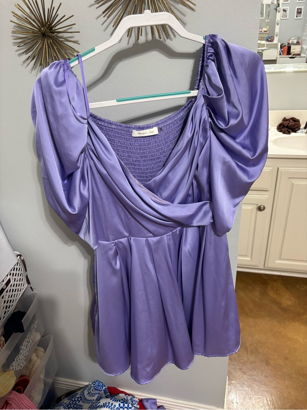 Mustard Seed Lilac Smocked Neckline romper